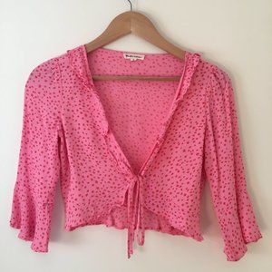 For Love and Lemons Aurora Ruffle Tie Crop Top